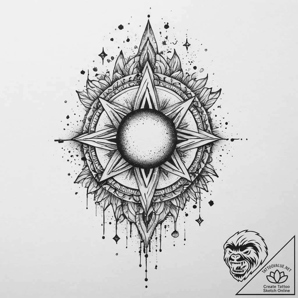 Tattoo sketch cosmic essence, tattoo flash sh... - tattoo sketch (№1759517535_0, 03.10.2025 18:52) — tattoovalue.net