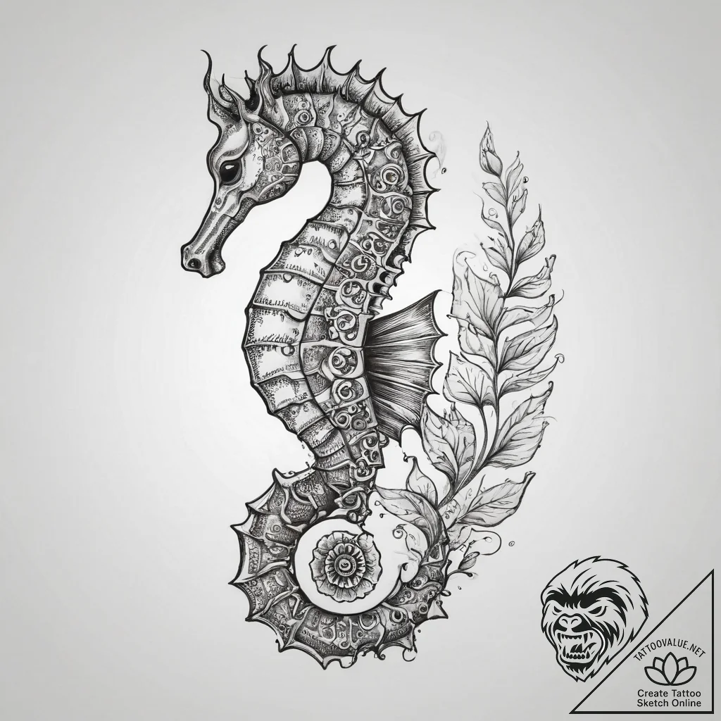 Tattoo sketch seahorse, tattoo drawing outlin... - tattoo sketch (№1759519050_0, 03.10.2025 19:17) — tattoovalue.net