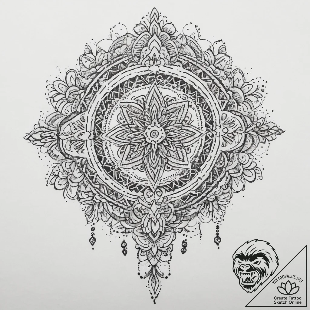 Tattoo sketch slavic embroidery pattern with... - tattoo sketch (№1759519702_0, 03.10.2025 19:28) — tattoovalue.net
