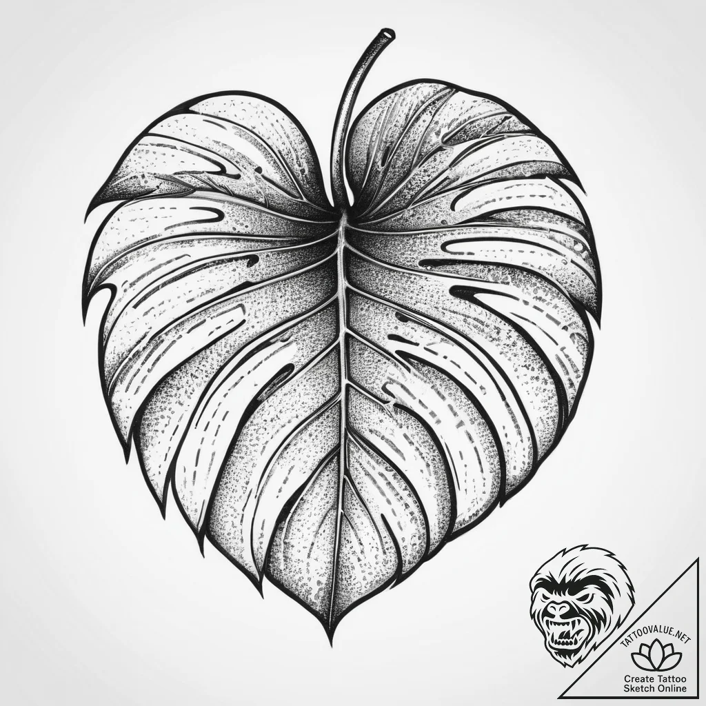 Tattoo sketch monstera leaf, concept art for... - tattoo sketch (№1759520146_0, 03.10.2025 19:35) — tattoovalue.net