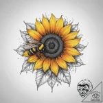 Tattoo sketch sunflower with a bumblebee, con… – tattoo sketch (№1759520369_0, 03.10.2025 19:39) — tattoovalue.net