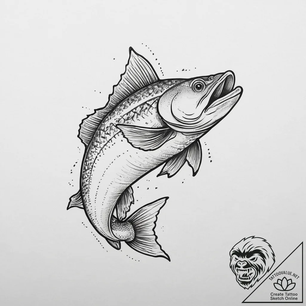 Tattoo sketch puns a walleye that says "i'm a... - tattoo sketch (№1759520587_0, 03.10.2025 19:43) — tattoovalue.net