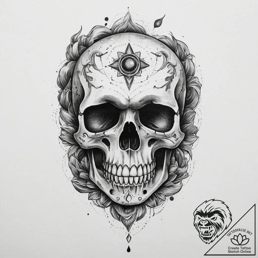 Tattoo sketch череп с туманностью, tattoo dra... - tattoo sketch (№1759521463_0, 03.10.2025 19:57) — tattoovalue.net