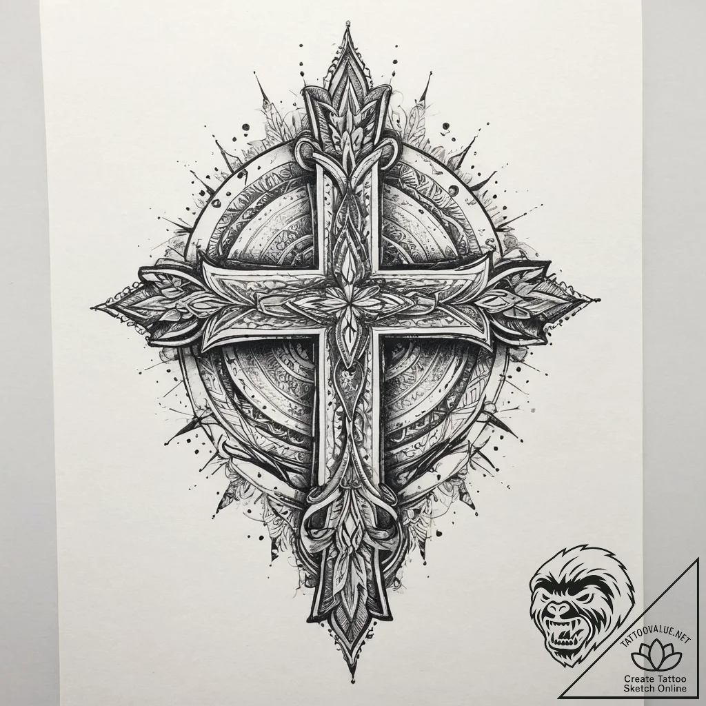 Tattoo sketch divine presence, tattoo flash s... - tattoo sketch (№1759522118_0, 03.10.2025 20:08) — tattoovalue.net