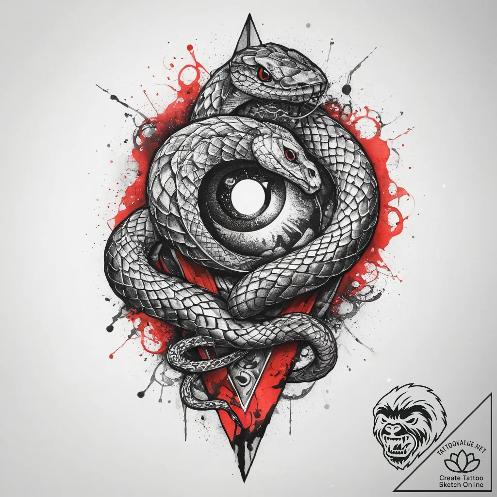 Tattoo sketch geometric snake, concept art fo... - tattoo sketch (№1759522335_0, 03.10.2025 20:12) — tattoovalue.net