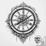 Tattoo sketch clock showing time of crime, in… – tattoo sketch (№1759522551_0, 03.10.2025 20:15) — tattoovalue.net