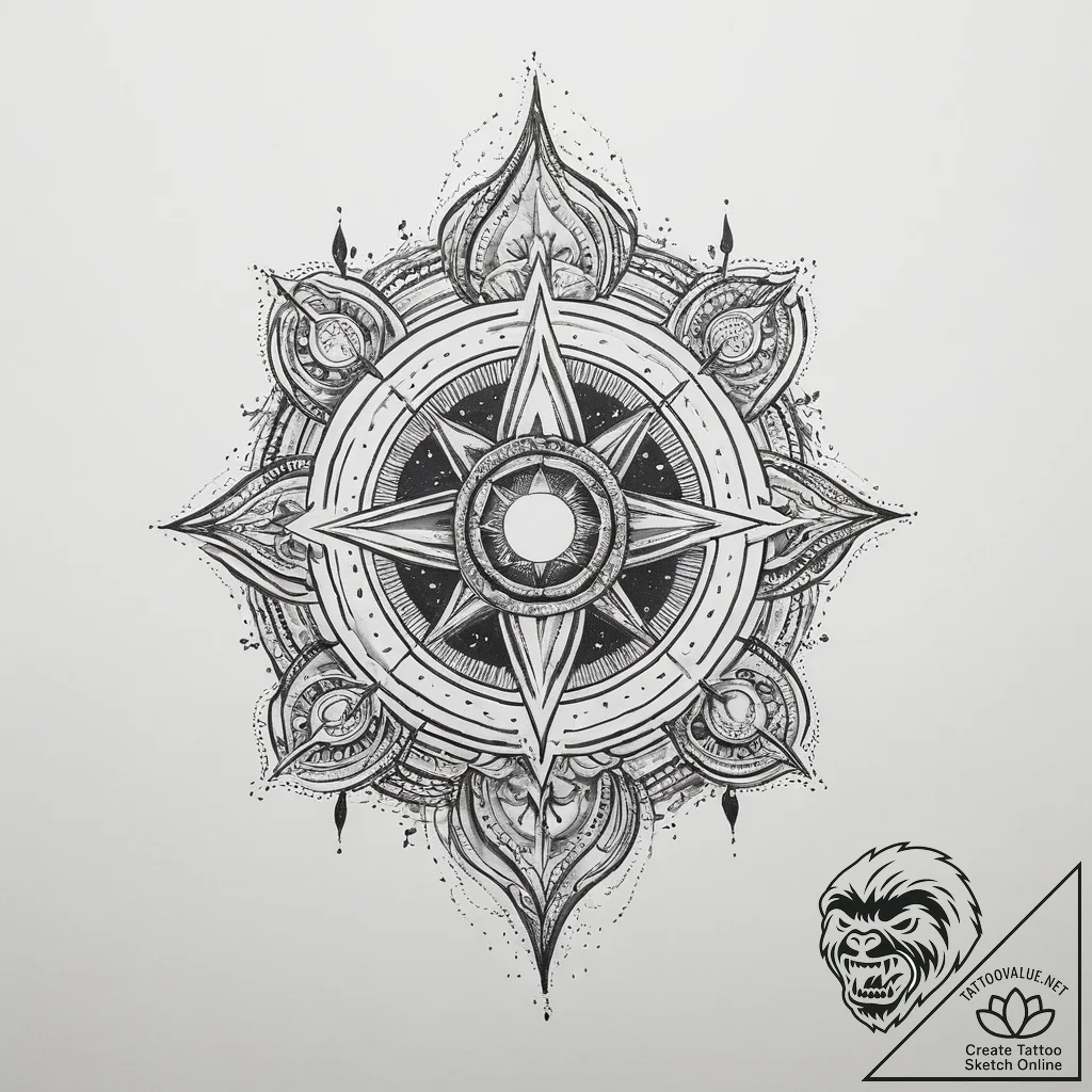 Tattoo sketch cosmic presence, ink illustrati... - tattoo sketch (№1759522767_0, 03.10.2025 20:19) — tattoovalue.net