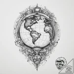 Tattoo sketch globe, tattoo flash sheet desig… – tattoo sketch (№1759524317_0, 03.10.2025 20:45) — tattoovalue.net