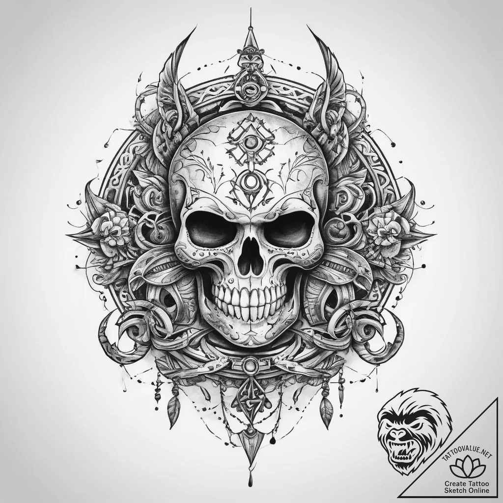 Tattoo sketch voodoo loa symbols - tattoo sketch (№1759524535_0, 03.10.2025 20:48) — tattoovalue.net