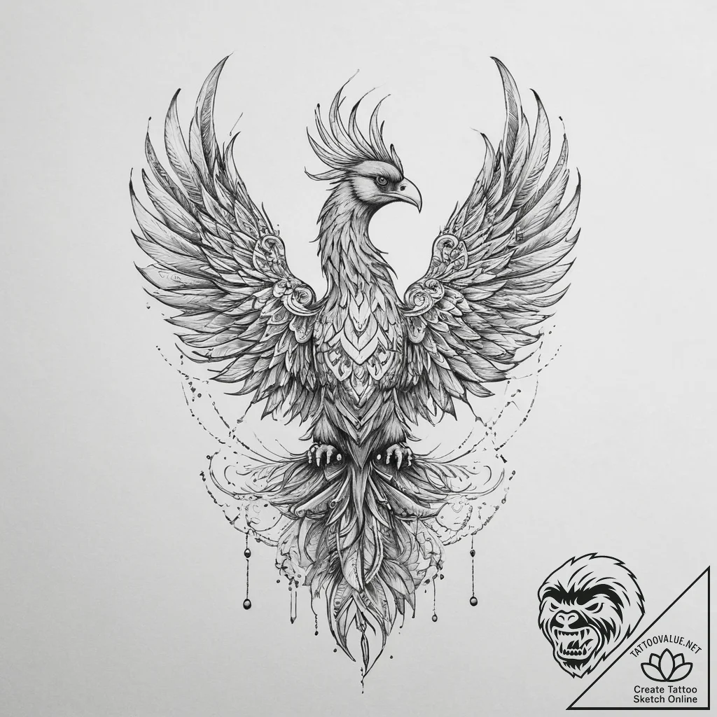 Tattoo sketch узор в виде феникса, tattoo fla... - tattoo sketch (№1759524759_0, 03.10.2025 20:52) — tattoovalue.net