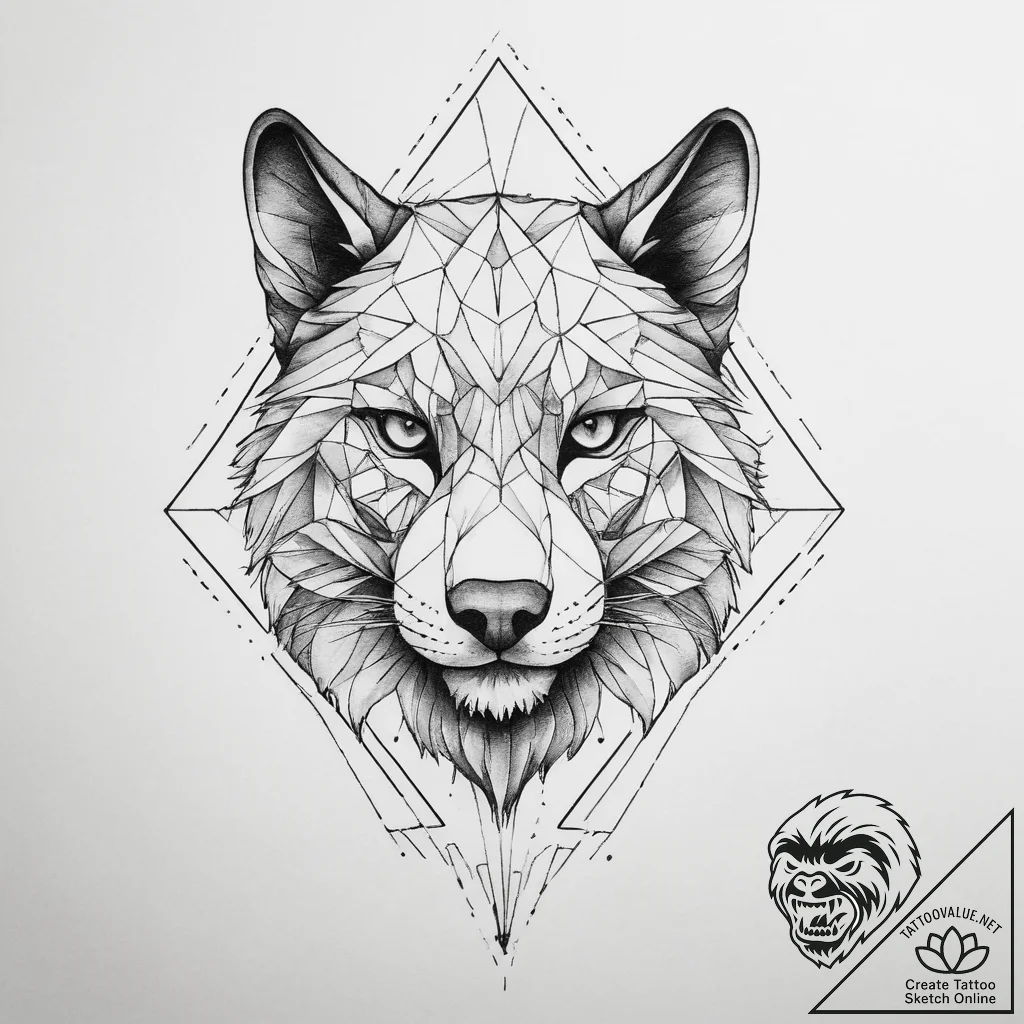 Tattoo sketch геометрическая голова животного... - tattoo sketch (№1759524983_0, 03.10.2025 20:56) — tattoovalue.net
