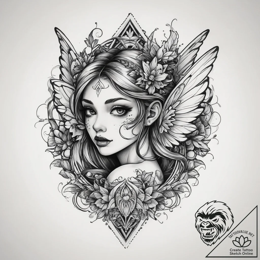 Tattoo sketch fairy, tattoo sketch design, mu... - tattoo sketch (№1759525418_0, 03.10.2025 21:03) — tattoovalue.net