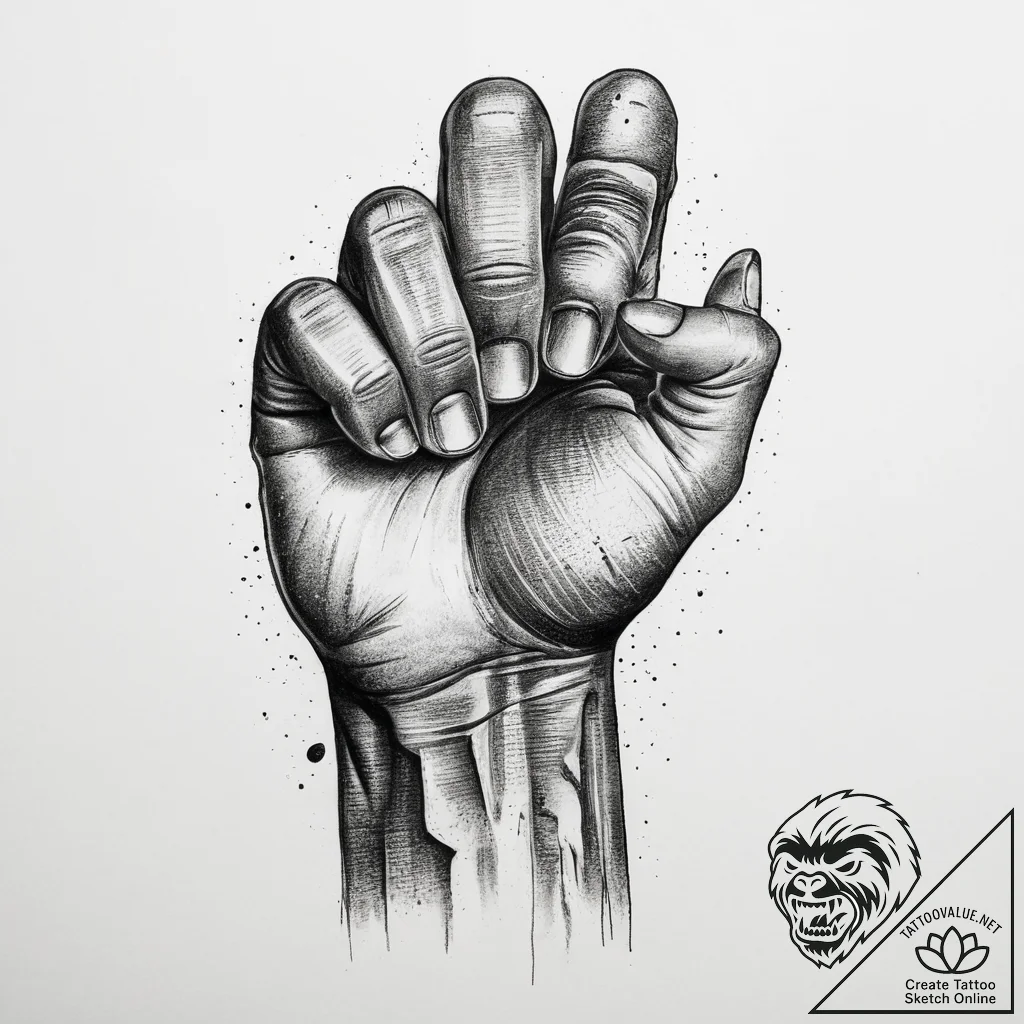 Tattoo sketch fist of solidarity, tattoo line... - tattoo sketch (№1759526068_0, 03.10.2025 21:14) — tattoovalue.net