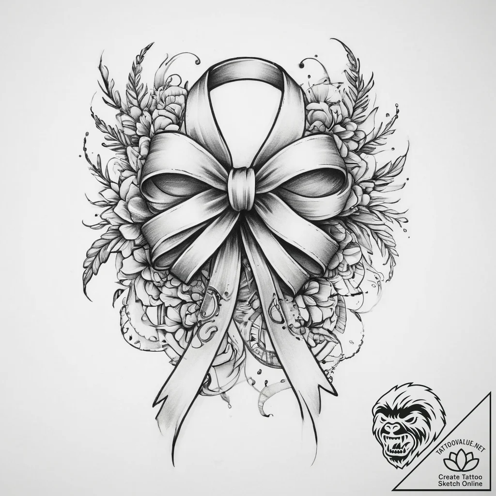 Tattoo sketch ribbon tattoo - tattoo sketch (№1759526508_0, 03.10.2025 21:21) — tattoovalue.net
