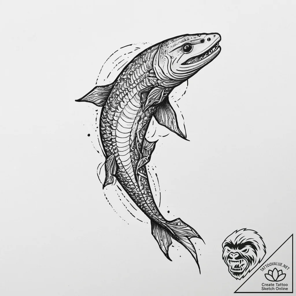 Tattoo sketch electric eel, concept art for t... - tattoo sketch (№1759526732_0, 03.10.2025 21:25) — tattoovalue.net