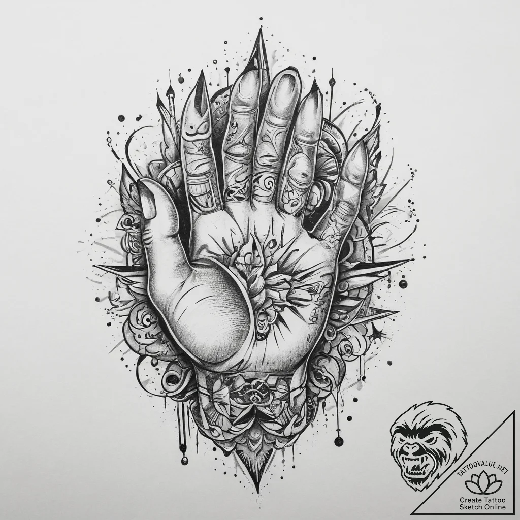 Tattoo sketch hands with a pencil, artistic t... - tattoo sketch (№1759528486_0, 03.10.2025 21:54) — tattoovalue.net