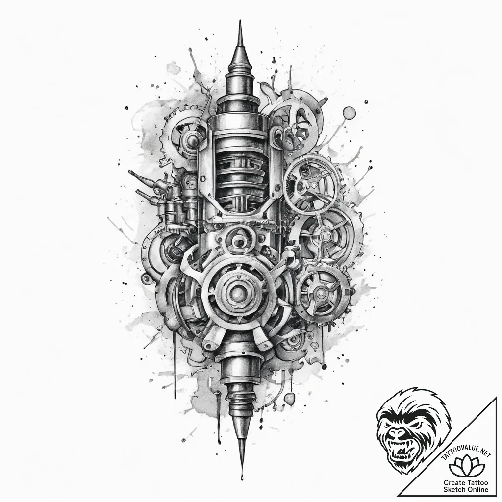 Tattoo sketch bio-mechanical машина, tattoo d... - tattoo sketch (№1759530024_0, 03.10.2025 22:20) — tattoovalue.net