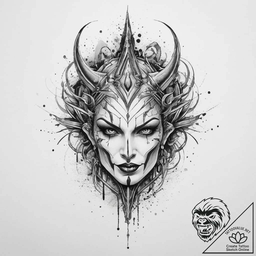 Tattoo sketch dark villain, tattoo line art,... - tattoo sketch (№1759530891_0, 03.10.2025 22:34) — tattoovalue.net