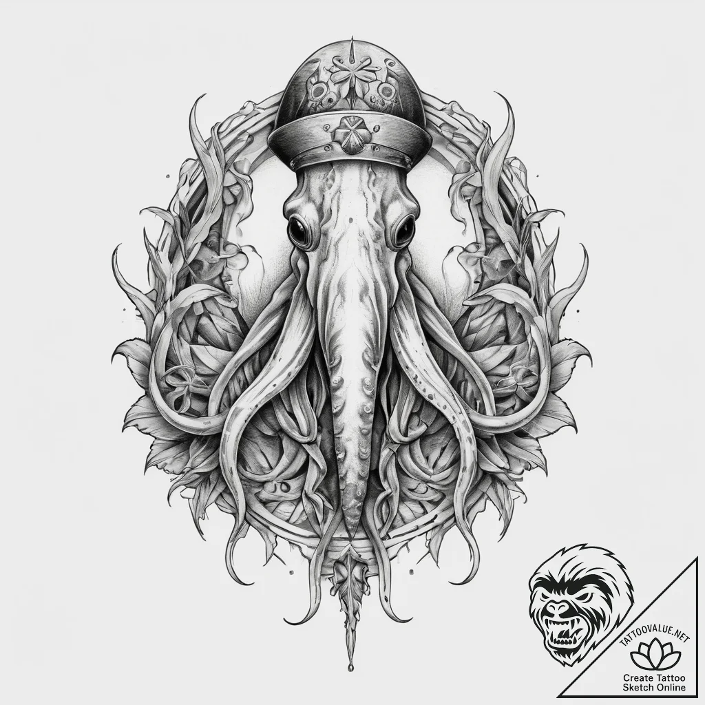Tattoo sketch cuttlefish, tattoo sketch desig... - tattoo sketch (№1759531977_0, 03.10.2025 22:52) — tattoovalue.net