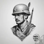 Tattoo sketch soldier with a brush, tattoo li… – tattoo sketch (№1759533286_0, 03.10.2025 23:14) — tattoovalue.net