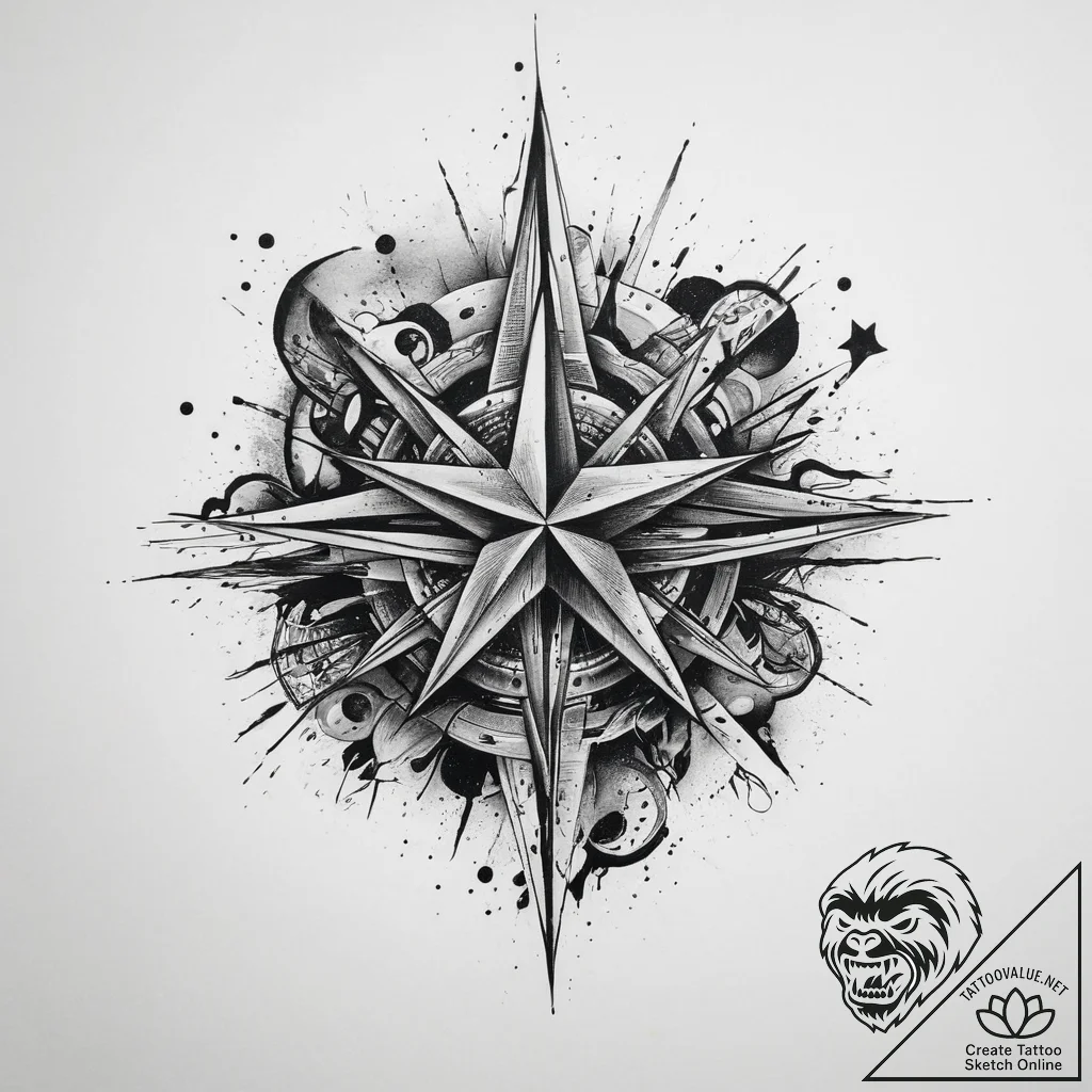 Tattoo sketch stars tattoo, concept art for t... - tattoo sketch (№1759534163_0, 03.10.2025 23:29) — tattoovalue.net