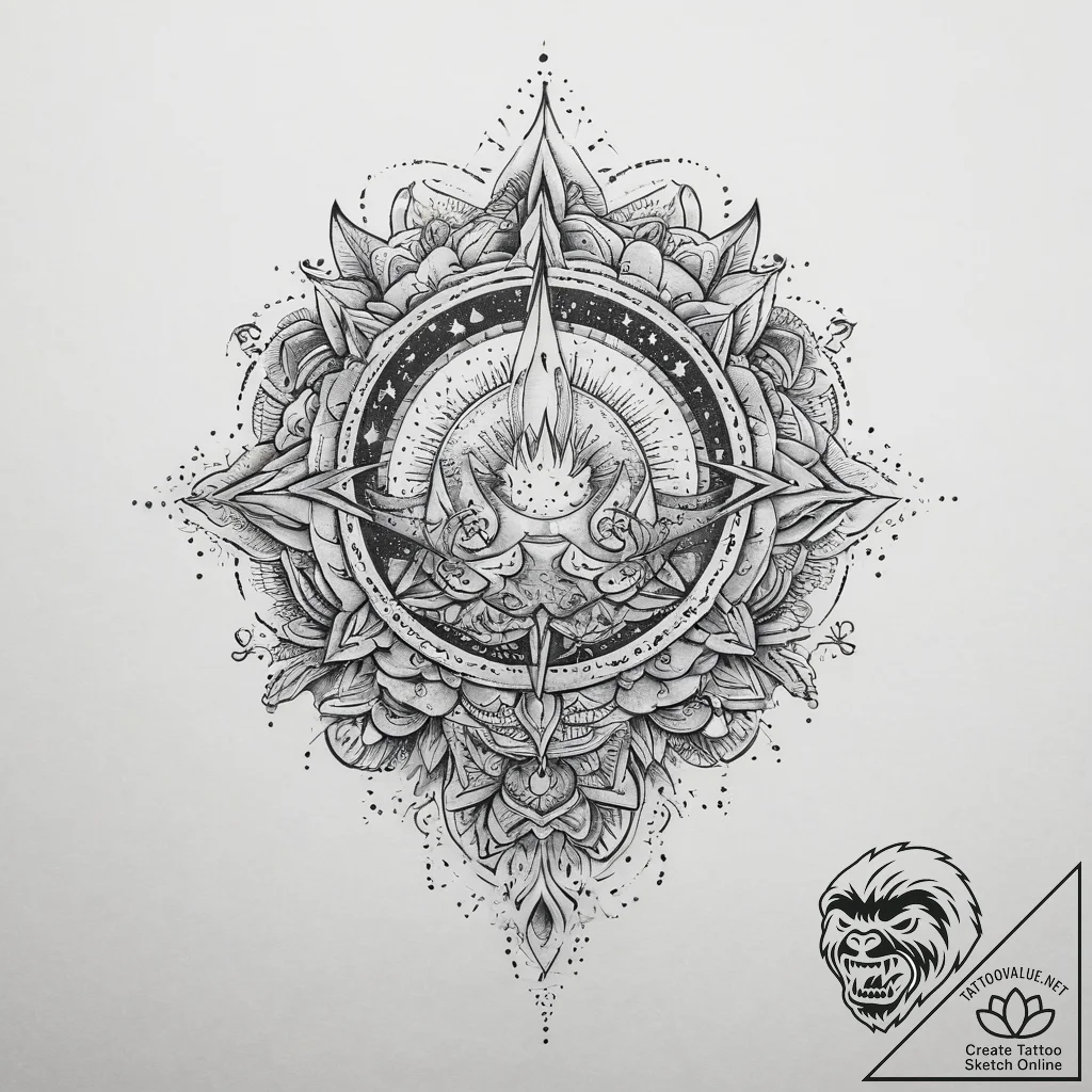 Tattoo sketch cosmic spring, concept art for... - tattoo sketch (№1759534812_0, 03.10.2025 23:40) — tattoovalue.net