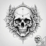 Tattoo sketch old map with a skull, ink illus… – tattoo sketch (№1759536978_0, 04.10.2025 00:16) — tattoovalue.net
