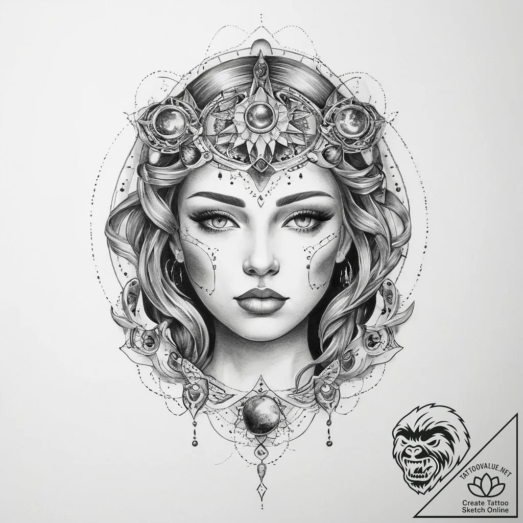 Tattoo sketch cosmic self - tattoo sketch (№1759537450_0, 04.10.2025 00:24) — tattoovalue.net