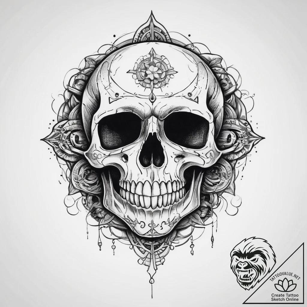 Tattoo sketch череп с черной дырой, tattoo fl... - tattoo sketch (№1759538329_0, 04.10.2025 00:38) — tattoovalue.net