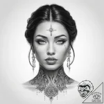 Tattoo sketch divine portrait – tattoo sketch (№1759538983_0, 04.10.2025 00:49) — tattoovalue.net