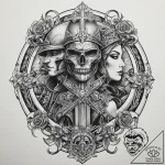 Tattoo sketch soldier with a villain, tattoo… – tattoo sketch (№1759539201_0, 04.10.2025 00:53) — tattoovalue.net