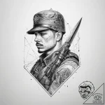 Tattoo sketch soldier with a scissors, tattoo… – tattoo sketch (№1759539854_0, 04.10.2025 01:04) — tattoovalue.net