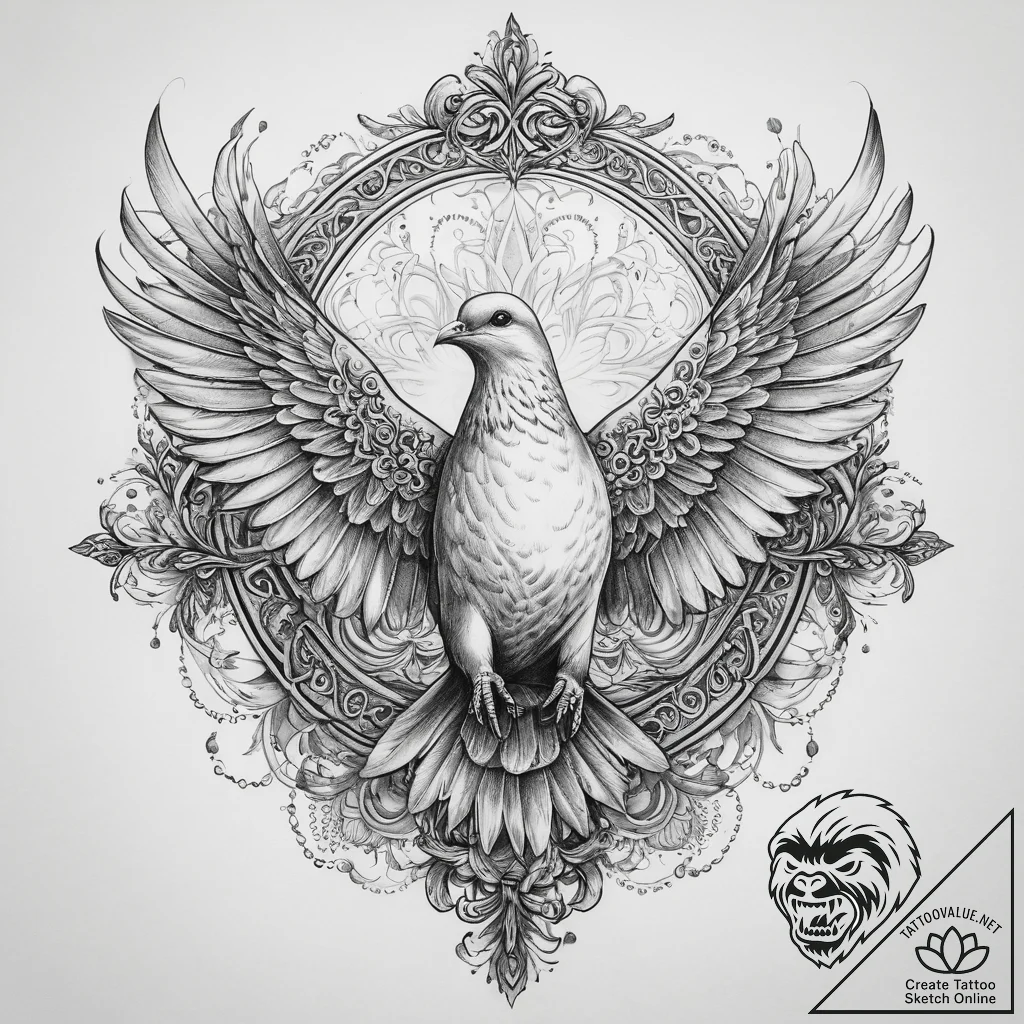 Tattoo sketch white-winged dove, artistic tat... - tattoo sketch (№1759540509_0, 04.10.2025 01:15) — tattoovalue.net