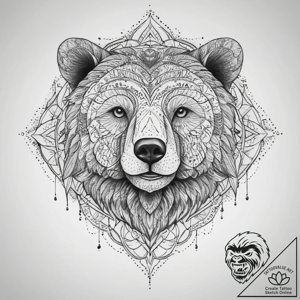 Tattoo sketch абстрактный медведь, concept ar... - tattoo sketch (№1759540725_0, 04.10.2025 01:18) — tattoovalue.net