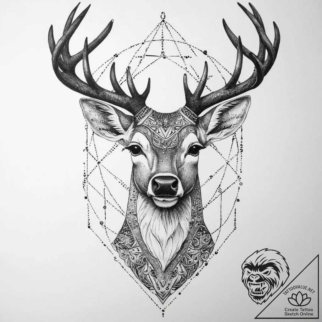 Tattoo sketch elegant doe tattoo, tattoo line... - tattoo sketch (№1759543061_0, 04.10.2025 01:57) — tattoovalue.net