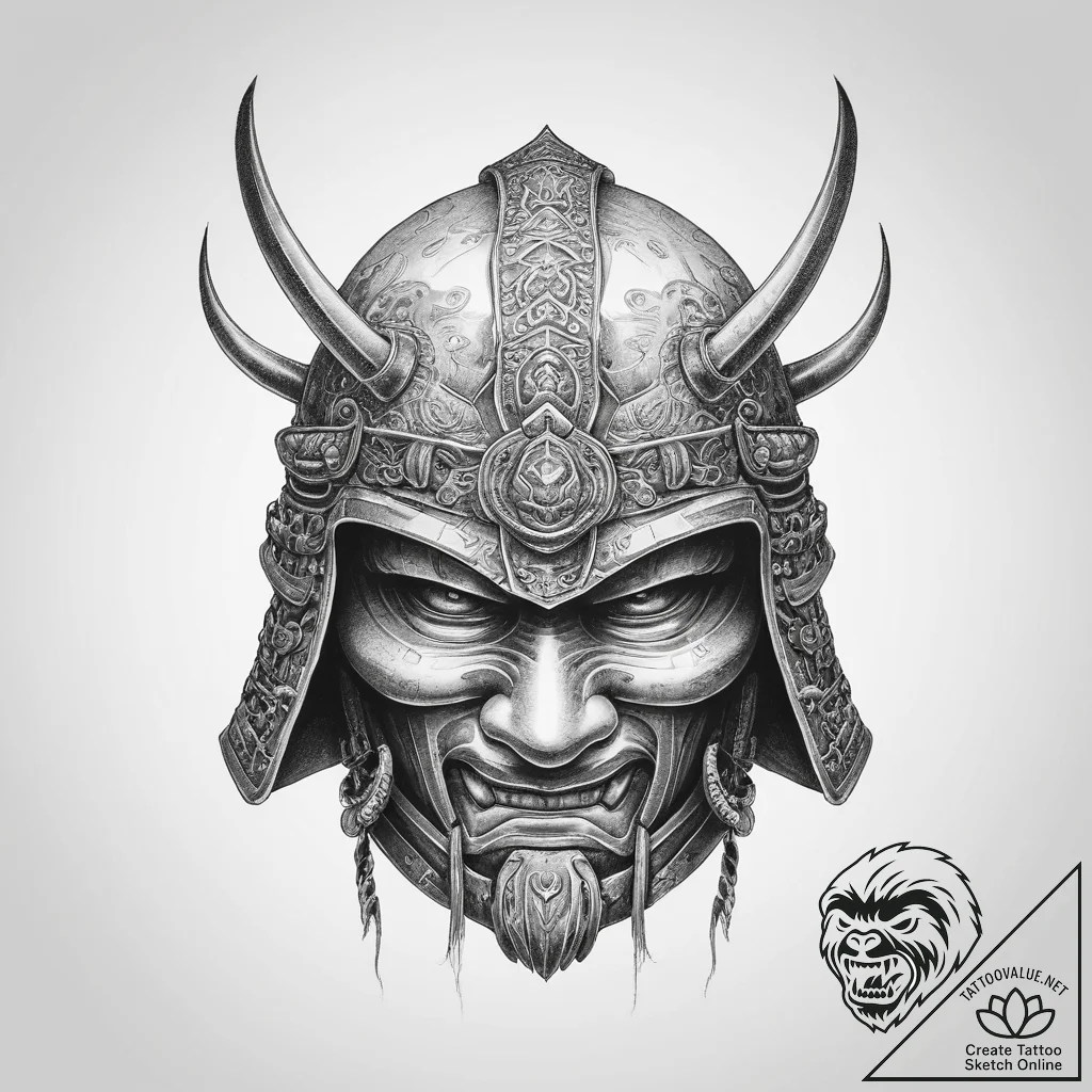 Tattoo sketch samurai helmet - tattoo sketch (№1759544142_0, 04.10.2025 02:15) — tattoovalue.net