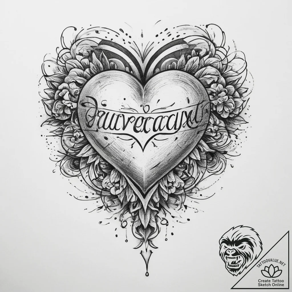 Tattoo sketch old school сердце с надписью - tattoo sketch (№1759545023_0, 04.10.2025 02:30) — tattoovalue.net