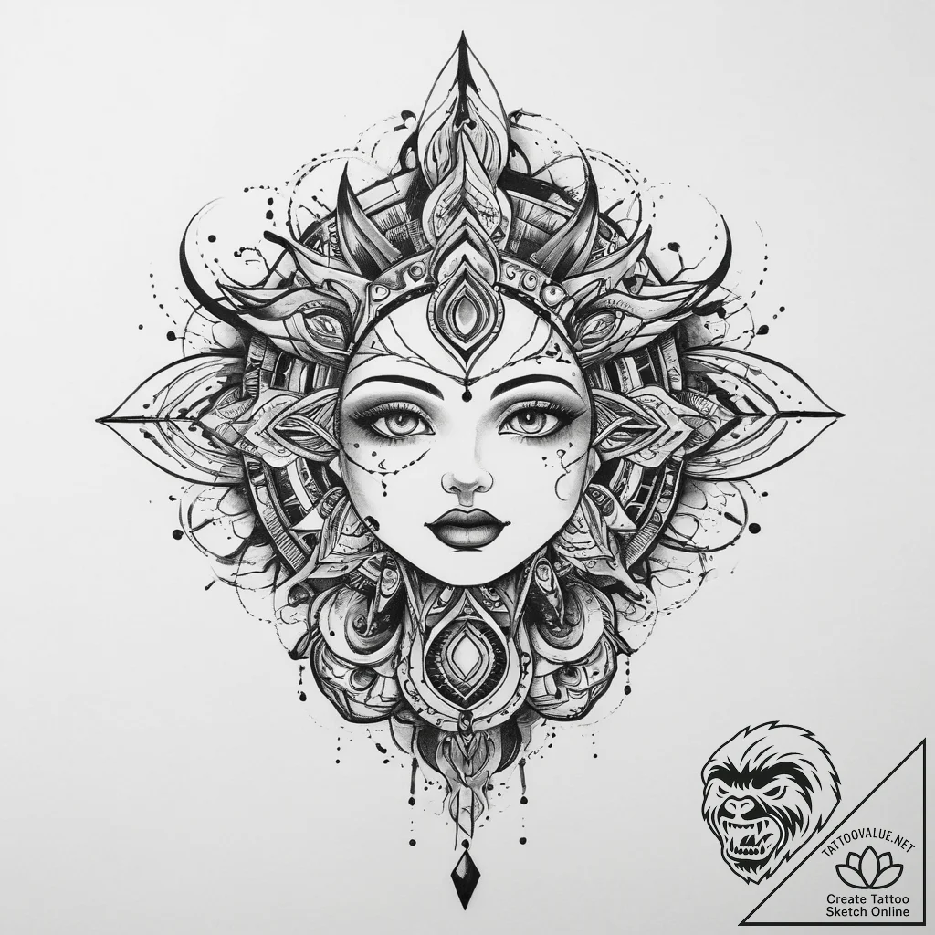 Tattoo sketch cosmic self, tattoo drawing out... - tattoo sketch (№1759545890_0, 04.10.2025 02:44) — tattoovalue.net