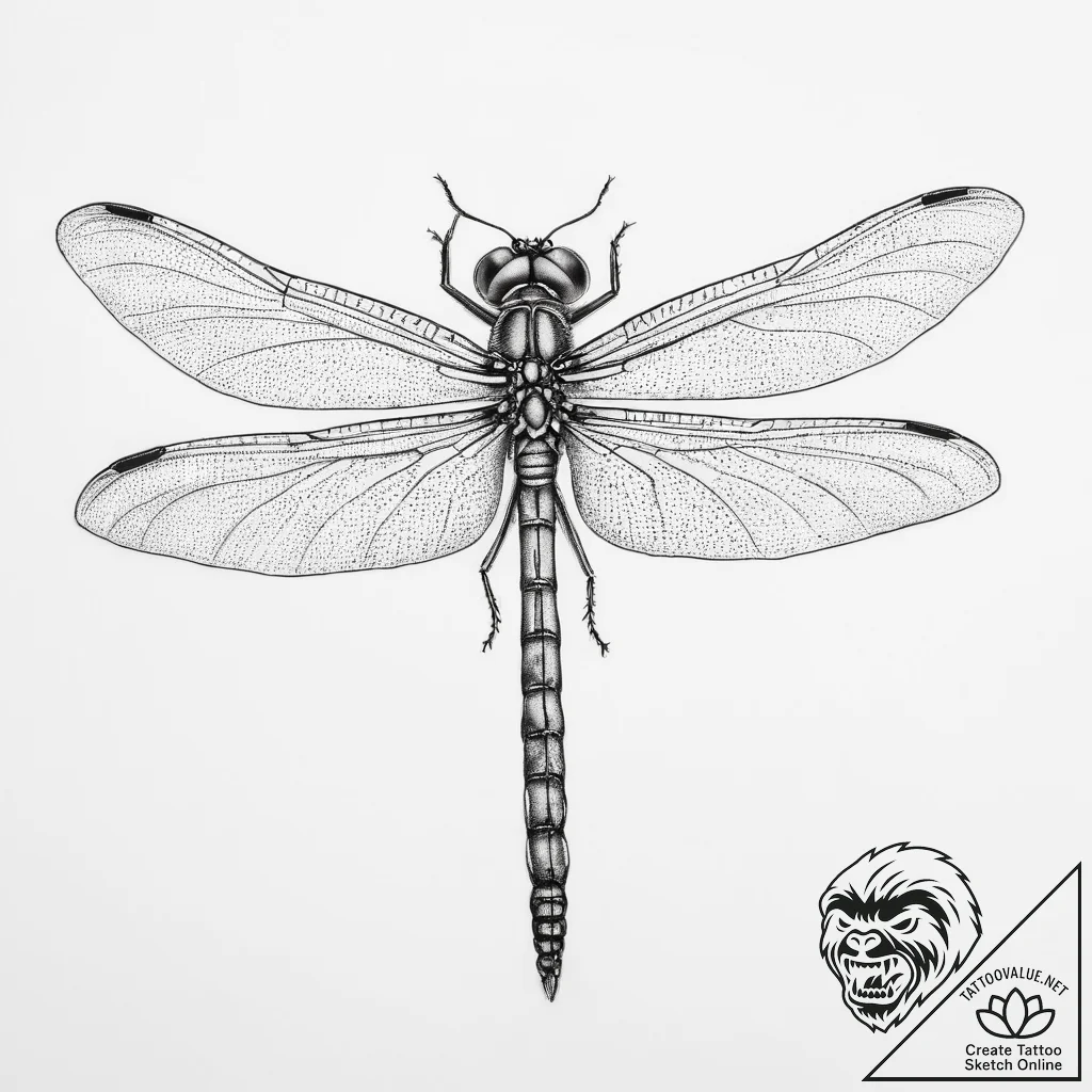 Tattoo sketch monarch damselfly - tattoo sketch (№1759546752_0, 04.10.2025 02:59) — tattoovalue.net