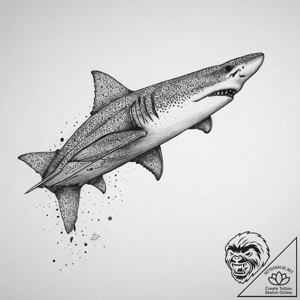 Tattoo sketch angel shark, artistic tattoo sk... - tattoo sketch (№1759548483_0, 04.10.2025 03:28) — tattoovalue.net
