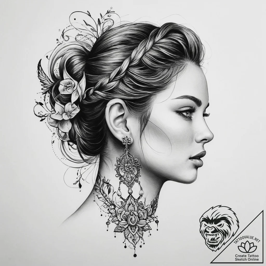 Tattoo sketch small earring tattoo - tattoo sketch (№1759550219_0, 04.10.2025 03:56) — tattoovalue.net