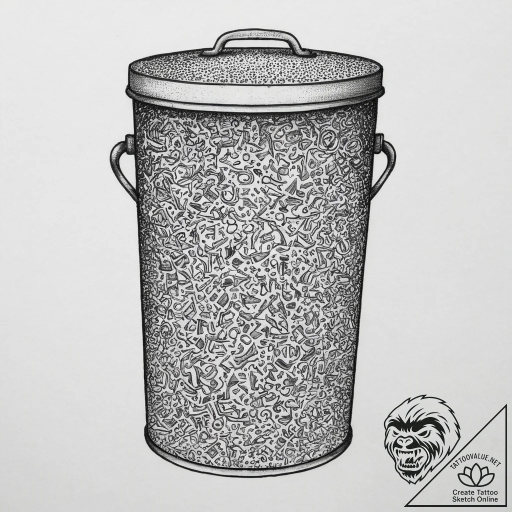 Tattoo sketch trash collector trash can, tatt... - tattoo sketch (№1759551517_0, 04.10.2025 04:18) — tattoovalue.net