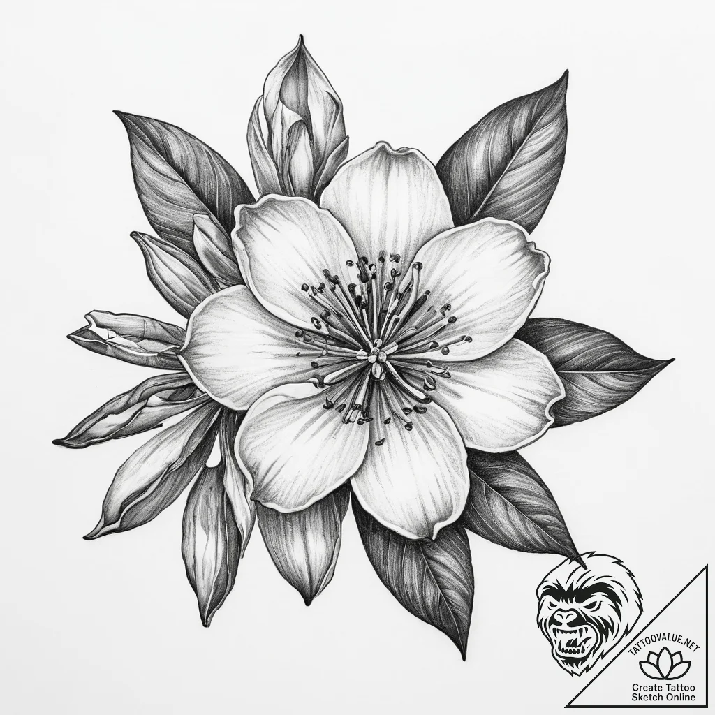 Tattoo sketch orange blossom - tattoo sketch (№1759551733_0, 04.10.2025 04:22) — tattoovalue.net