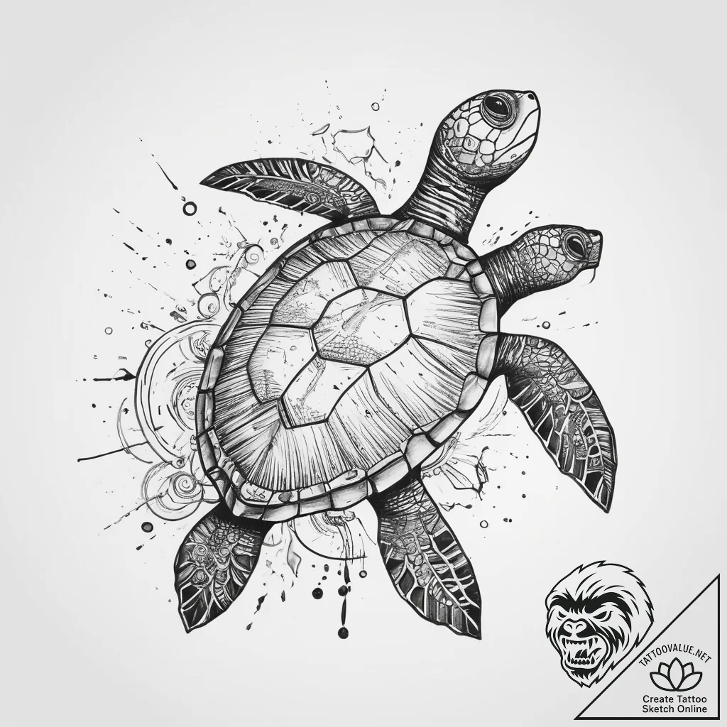 Tattoo sketch puns a turtle that says "i'm a... - tattoo sketch (№1759553474_0, 04.10.2025 04:51) — tattoovalue.net