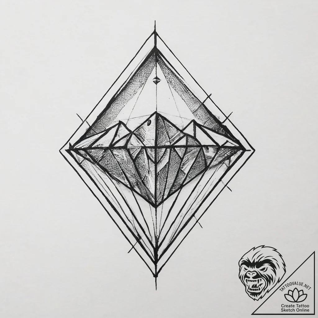 Tattoo sketch diamond, concept art for tattoo... - tattoo sketch (№1759554125_0, 04.10.2025 05:02) — tattoovalue.net