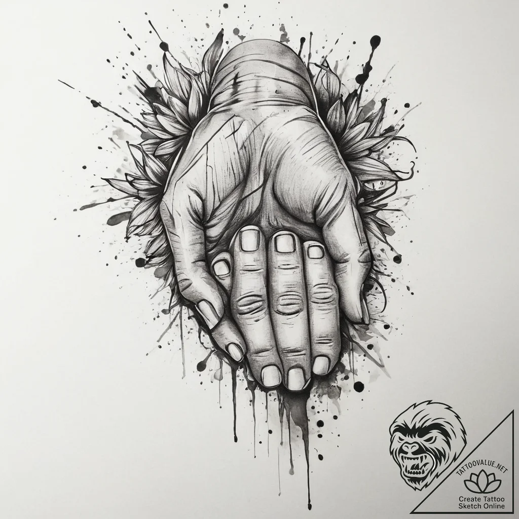 Tattoo sketch hands with a pen, tattoo flash... - tattoo sketch (№1759555210_0, 04.10.2025 05:20) — tattoovalue.net