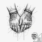 Tattoo sketch hands with a string, ink illust… – tattoo sketch (№1759558898_0, 04.10.2025 06:21) — tattoovalue.net