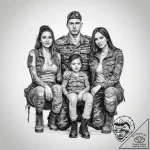 Tattoo sketch soldier with a family – tattoo sketch (№1759559547_0, 04.10.2025 06:32) — tattoovalue.net
