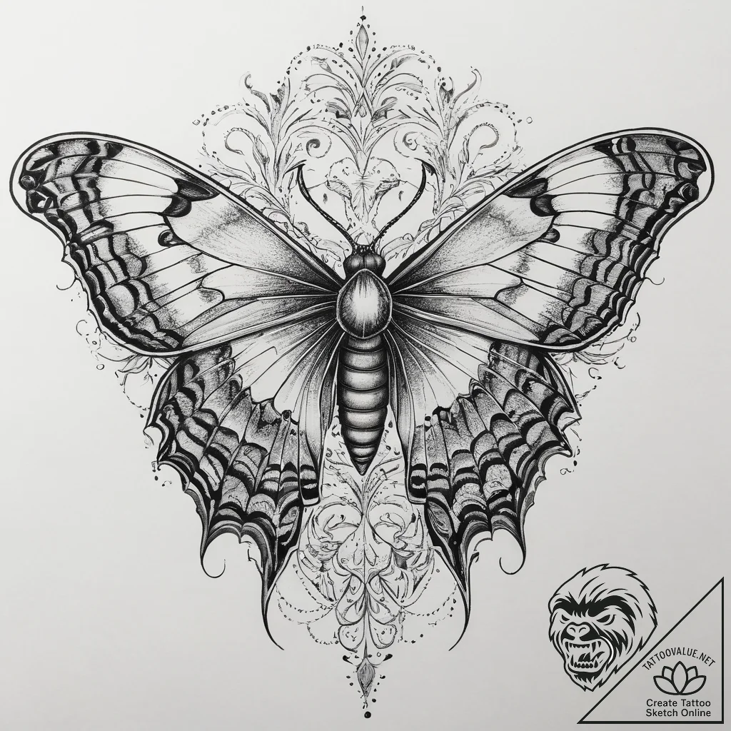 Tattoo sketch promethea moth, tattoo flash sh... - tattoo sketch (№1759560855_0, 04.10.2025 06:54) — tattoovalue.net