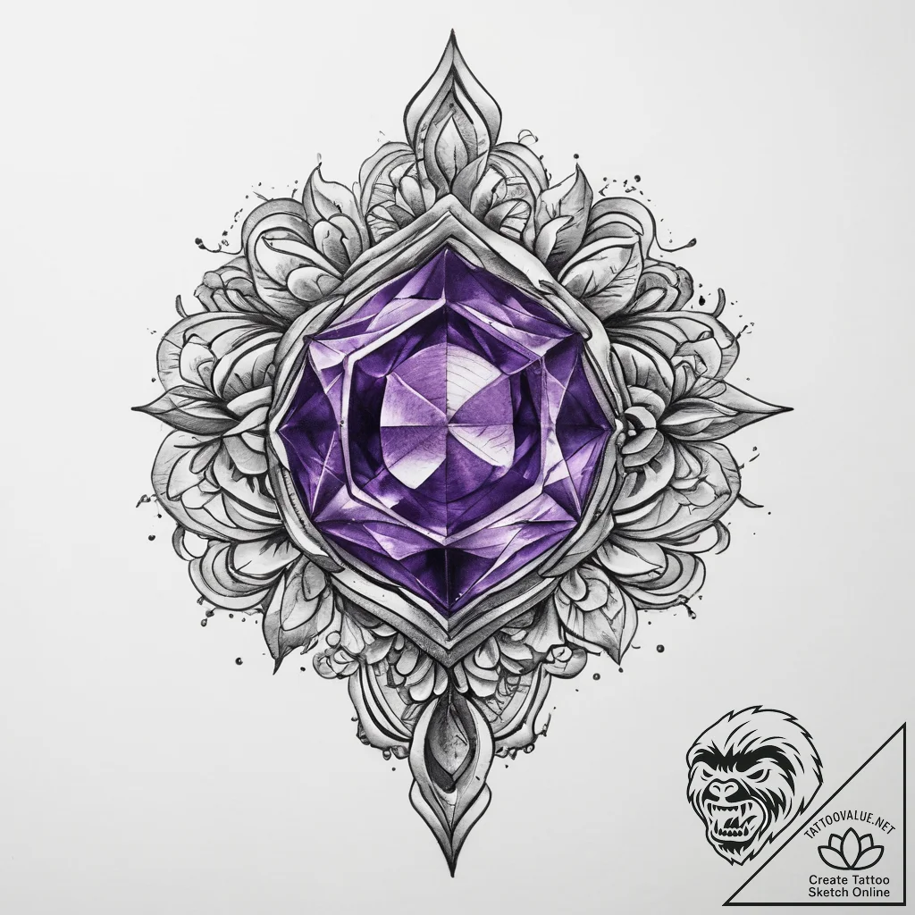 Tattoo sketch amethyst - tattoo sketch (№1759561719_0, 04.10.2025 07:08) — tattoovalue.net